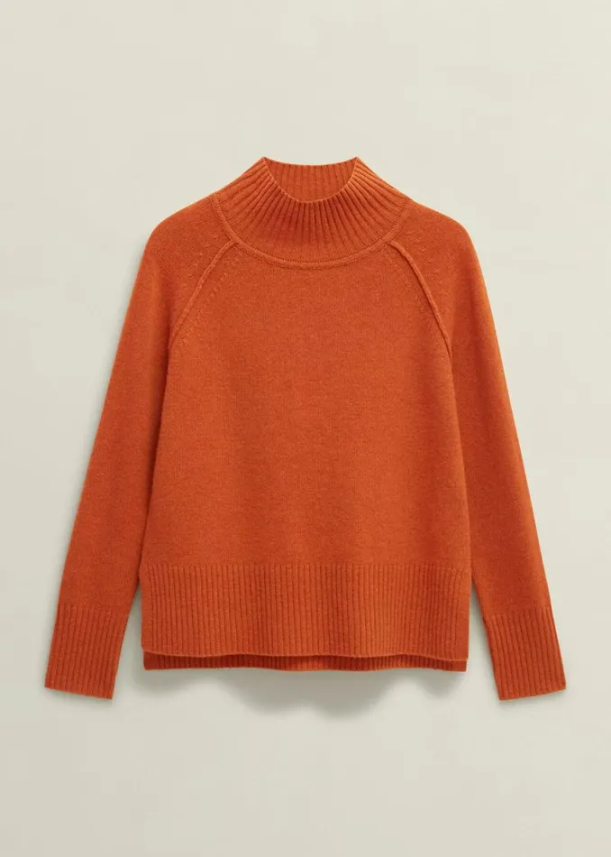 Women Lorraine Wool Blend Jumper Burnt Orange Hobbs Jumpers and Cardigans