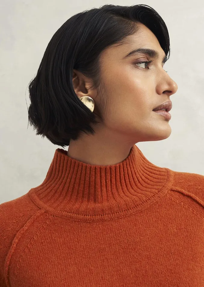 Women Lorraine Wool Blend Jumper Burnt Orange Hobbs Jumpers and Cardigans