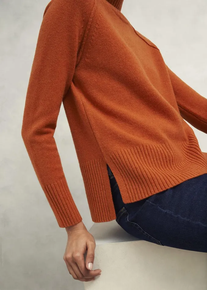 Women Lorraine Wool Blend Jumper Burnt Orange Hobbs Jumpers and Cardigans