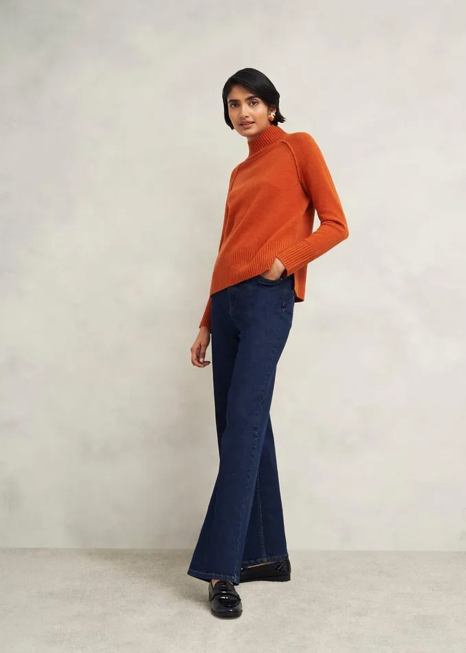 Women Lorraine Wool Blend Jumper Burnt Orange Hobbs Jumpers and Cardigans