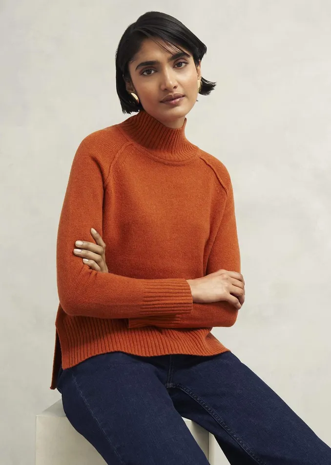 Women Lorraine Wool Blend Jumper Burnt Orange Hobbs Jumpers and Cardigans