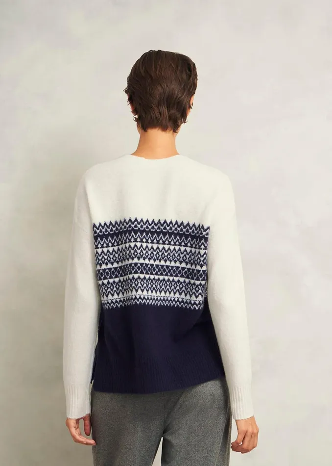 Women Lorrie Fairisle Jumper With Alpaca Ivory Navy Hobbs Jumpers and Cardigans