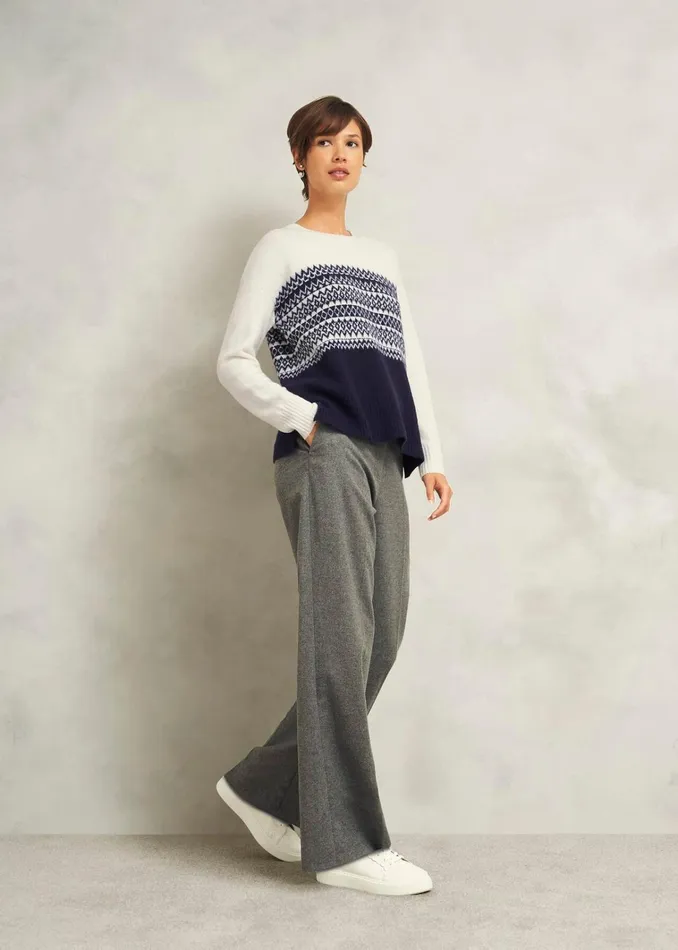 Women Lorrie Fairisle Jumper With Alpaca Ivory Navy Hobbs Jumpers and Cardigans