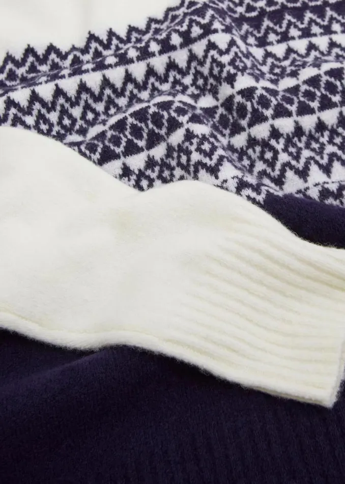 Women Lorrie Fairisle Jumper With Alpaca Ivory Navy Hobbs Jumpers and Cardigans