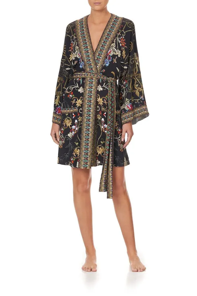 Women Loungewear Camilla Lounge Kimono With Tie Belt Dancing In The Dark