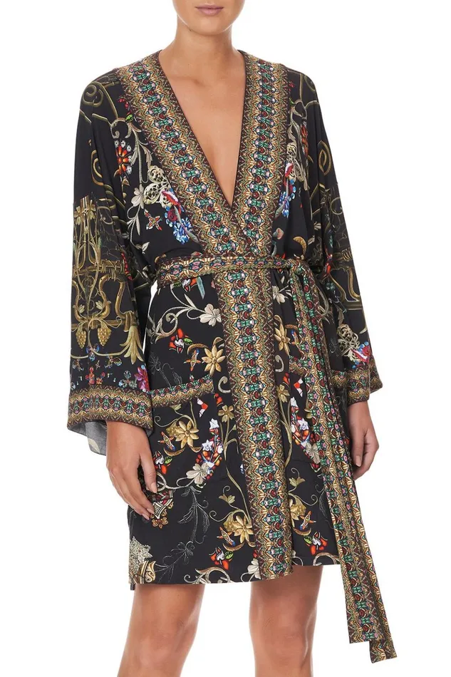 Women Loungewear Camilla Lounge Kimono With Tie Belt Dancing In The Dark