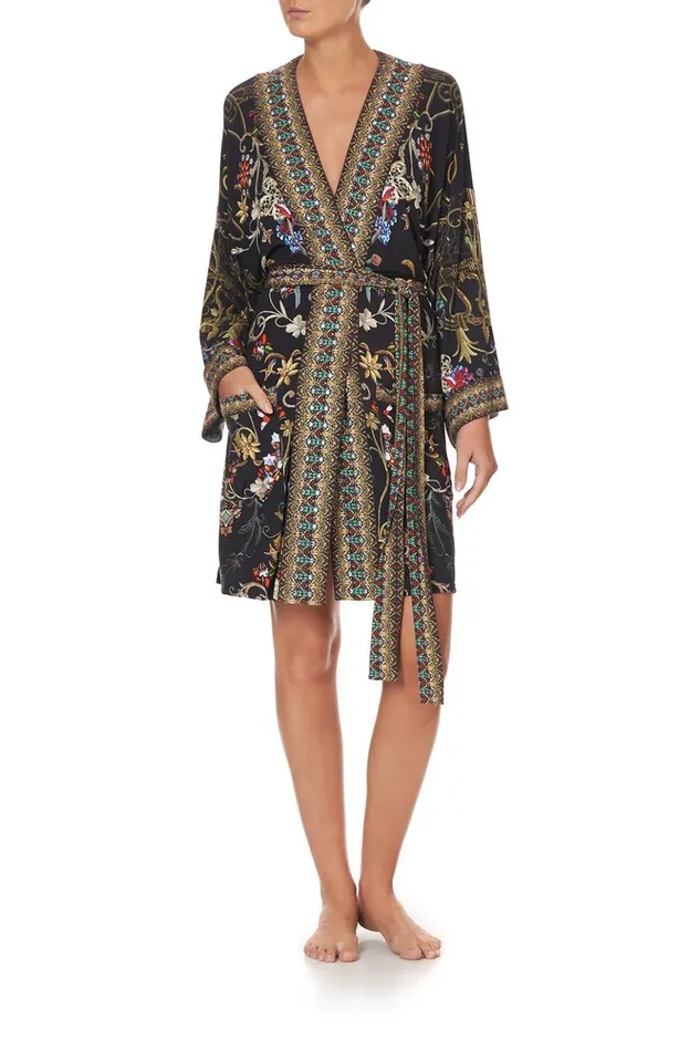 Women Loungewear Camilla Lounge Kimono With Tie Belt Dancing In The Dark