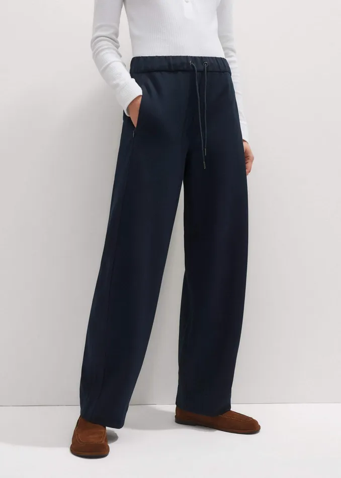 Women Luxe Travel Tailoring BarrelLeg Pant Navy MEEM