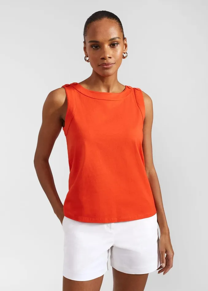 Women Maddy Cotton Top Hibiscus Red Hobbs Tops