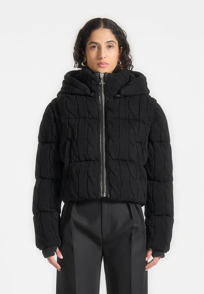 Women Manire De Voir 2In1 Cable Knit Puffer JacketGilet Black