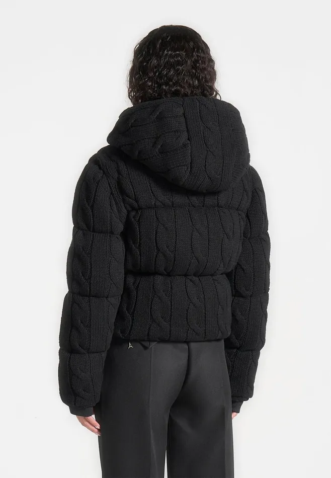 Women Manire De Voir 2In1 Cable Knit Puffer JacketGilet Black