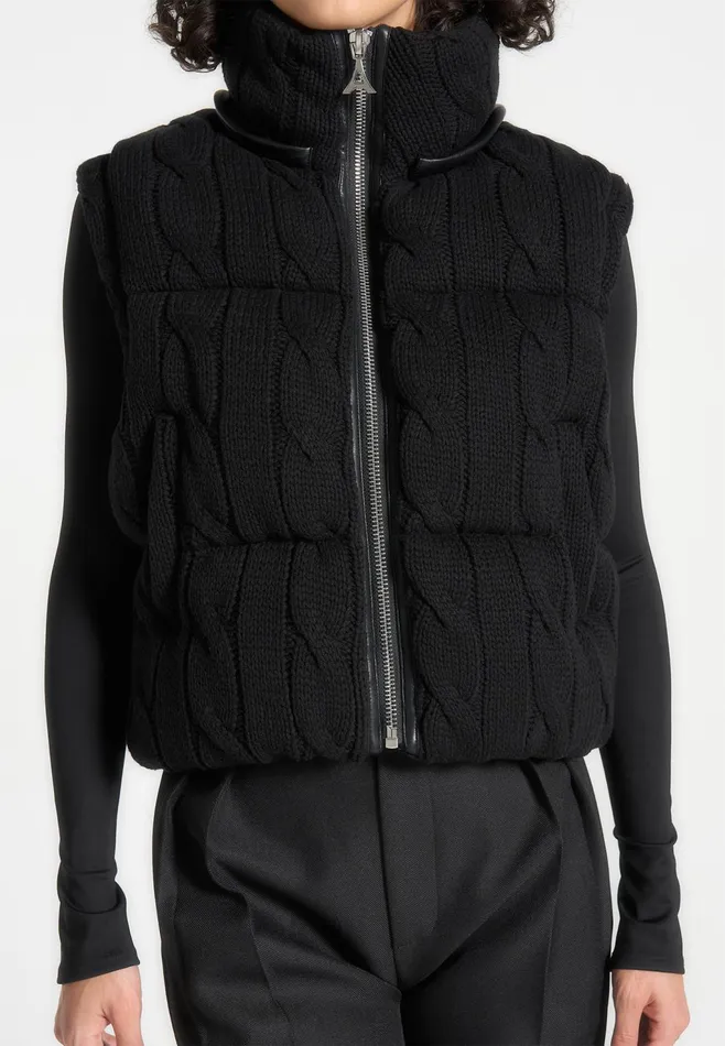 Women Manire De Voir 2In1 Cable Knit Puffer JacketGilet Black