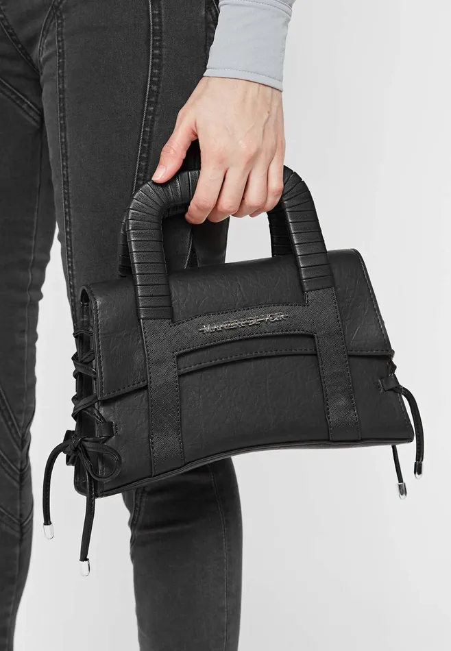 Women Manire De Voir Caged Leather Lace Up Bag Black