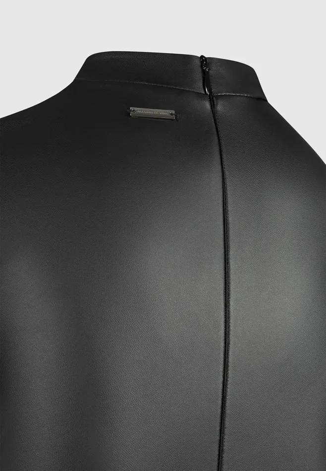 Women Manire De Voir Leather Bodycon Dress With Gloves Black