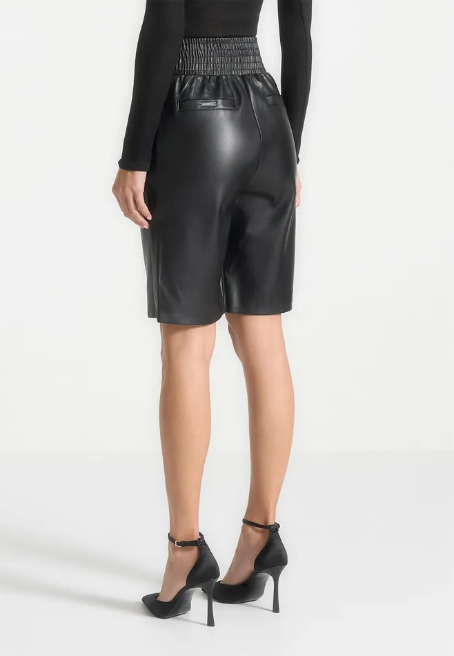 Women Manire De Voir Leather City Shorts Black