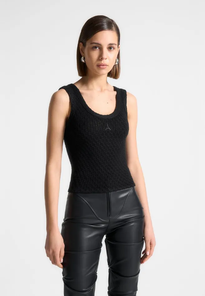 Women Manire De Voir Limited Edition Eiffel Knitted Tank Top Black