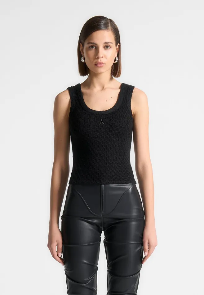 Women Manire De Voir Limited Edition Eiffel Knitted Tank Top Black