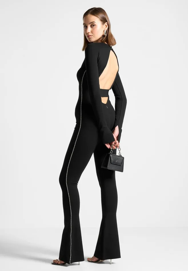 Women Manire De Voir Open Back Embellished Jumpsuit Black