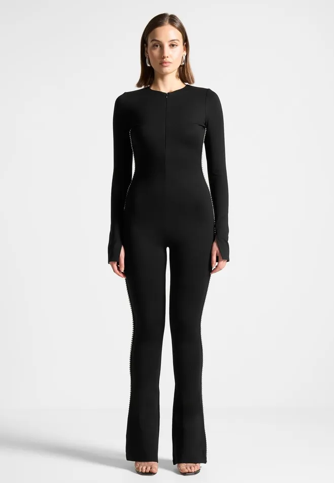Women Manire De Voir Open Back Embellished Jumpsuit Black