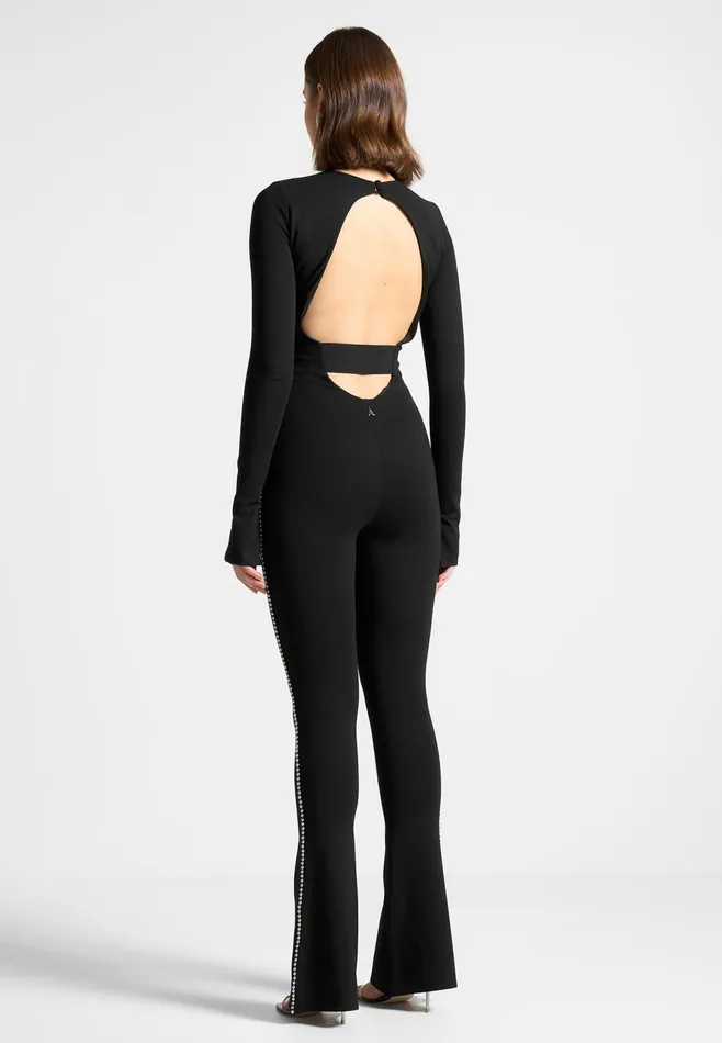 Women Manire De Voir Open Back Embellished Jumpsuit Black