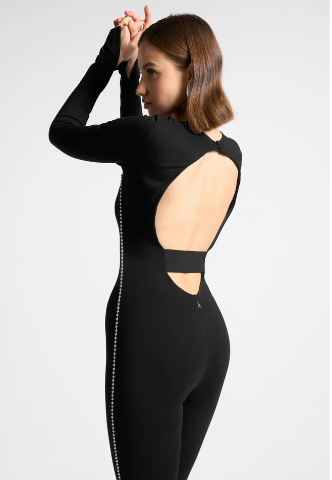 Women Manire De Voir Open Back Embellished Jumpsuit Black