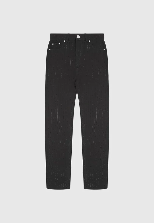 Women Manire De Voir Rhinestone Mom Jeans Black
