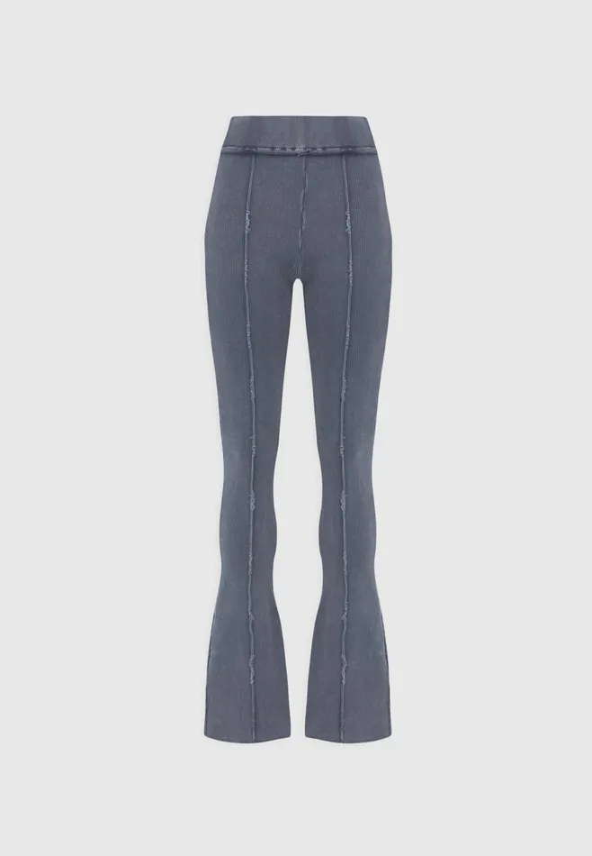 Women Manire De Voir Ribbed Flared Leggings Washed Blue