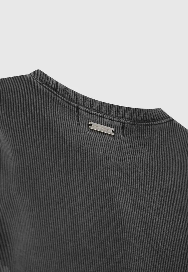 Women Manire De Voir Ribbed Long Sleeve Top Washed Grey