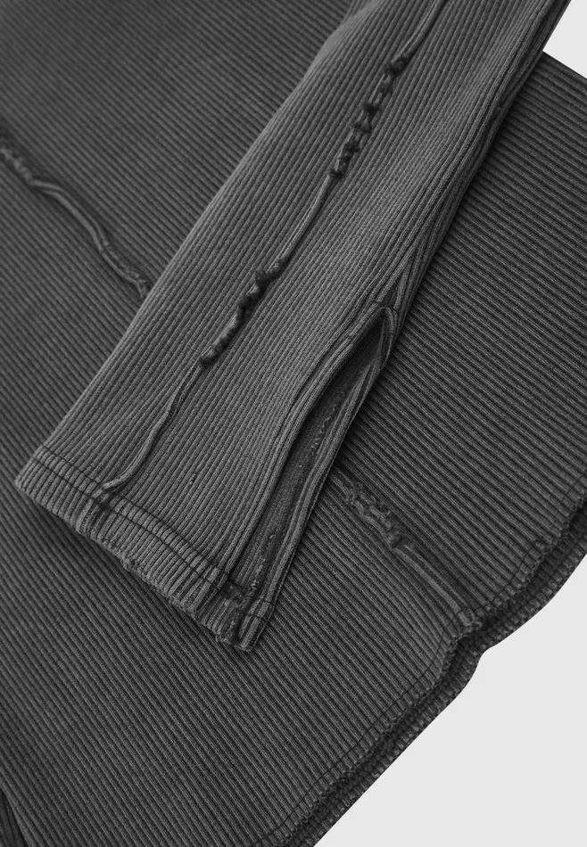 Women Manire De Voir Ribbed Long Sleeve Top Washed Grey