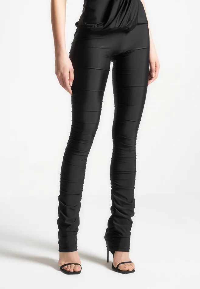 Women Manire De Voir Ruched Fit And Flare Leggings Black