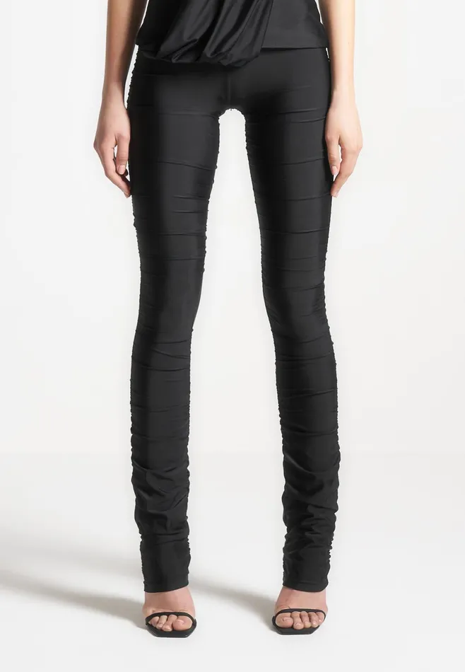 Women Manire De Voir Ruched Fit And Flare Leggings Black