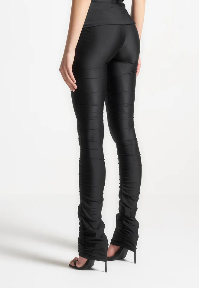 Women Manire De Voir Ruched Fit And Flare Leggings Black