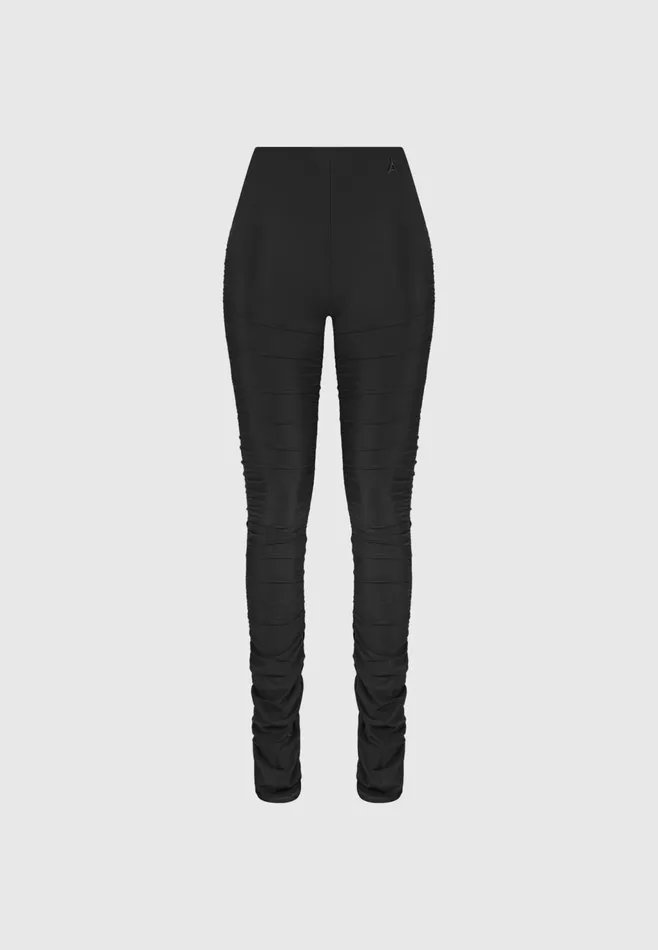 Women Manire De Voir Ruched Fit And Flare Leggings Black