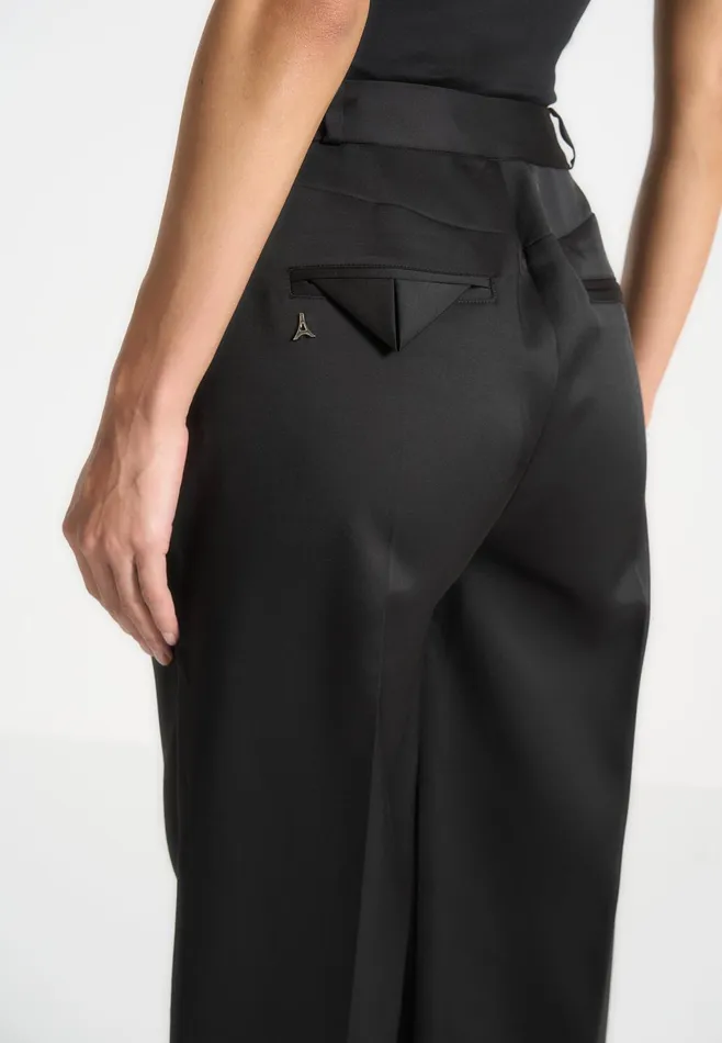 Women Manire De Voir Sateen Twin Pleat Trousers Black