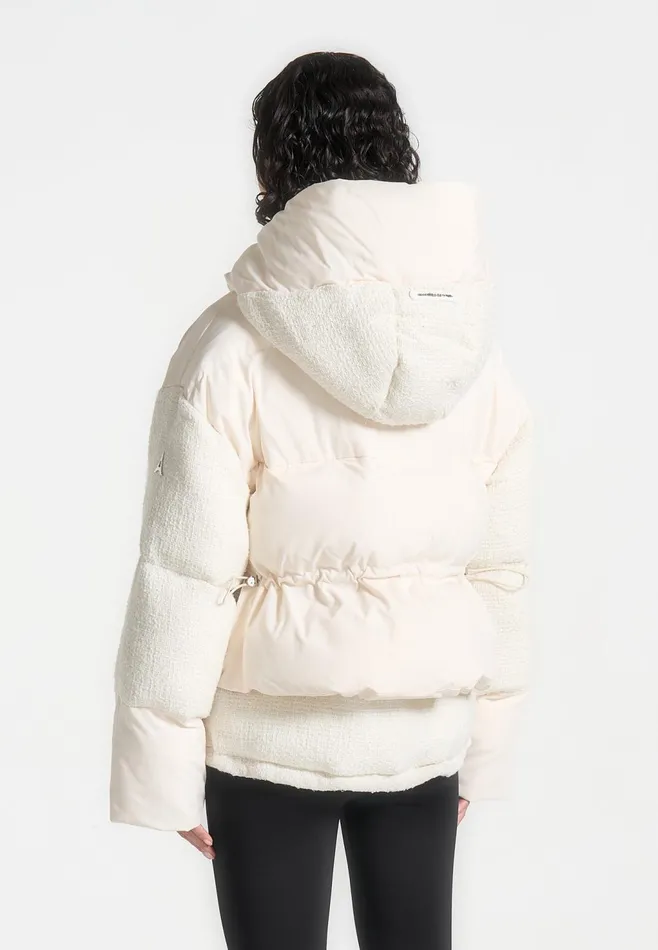 Women Manire De Voir Tweed Puffer Coat Off White