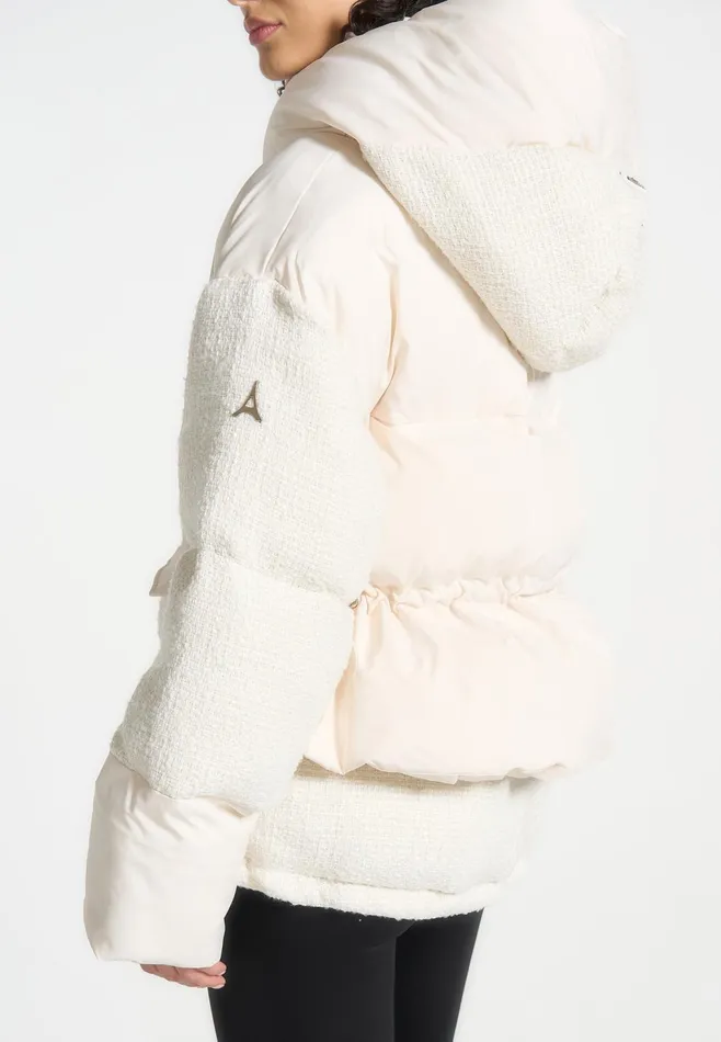 Women Manire De Voir Tweed Puffer Coat Off White