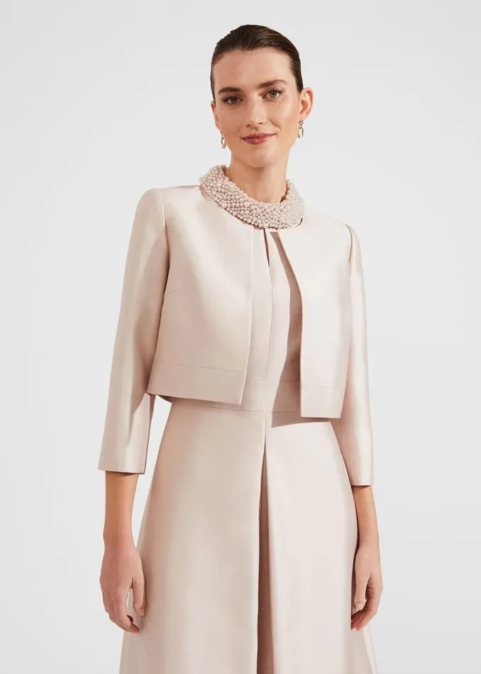 Women Marcella Silk Blend Jacket Oyster Hobbs Coats and Jackets