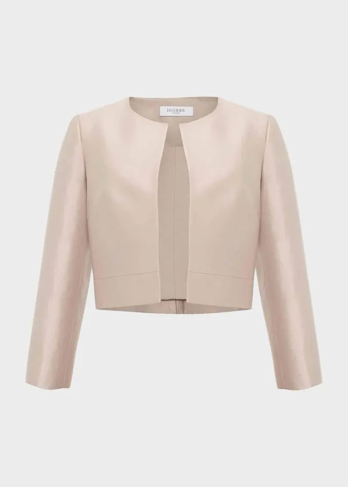 Women Marcella Silk Blend Jacket Oyster Hobbs Coats and Jackets