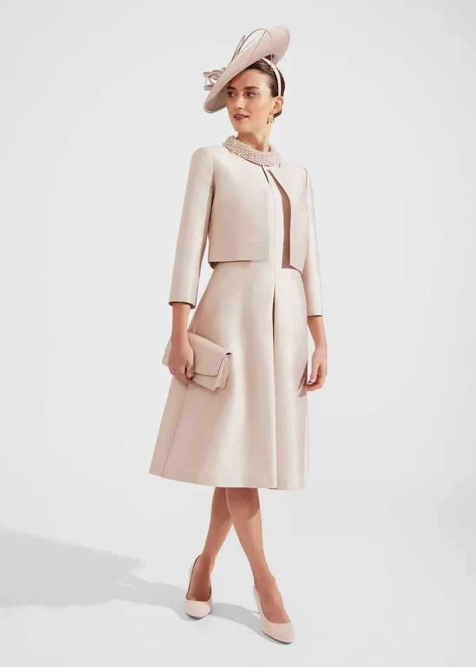 Women Marcella Silk Blend Jacket Oyster Hobbs Coats and Jackets