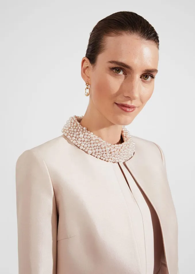 Women Marcella Silk Blend Jacket Oyster Hobbs Coats and Jackets