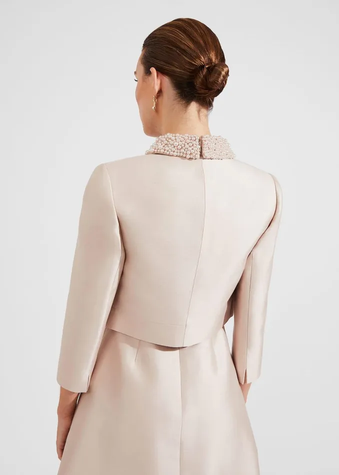 Women Marcella Silk Blend Jacket Oyster Hobbs Coats and Jackets
