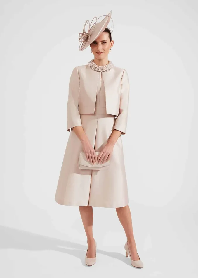 Women Marcella Silk Blend Jacket Oyster Hobbs Coats and Jackets