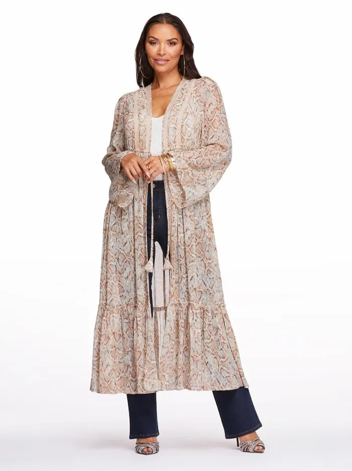 Women Marilyn Duster In Shadow Snake Jessica Simpson Jackets Blazers and Kimonos