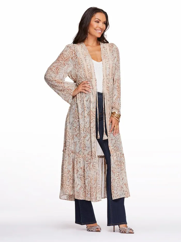 Women Marilyn Duster In Shadow Snake Jessica Simpson Jackets Blazers and Kimonos