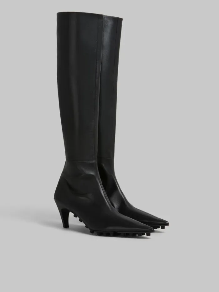 Women Marni Boots Black Nappa KneeHigh Spike Boot