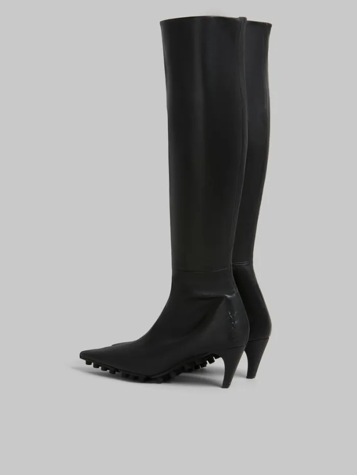 Women Marni Boots Black Nappa KneeHigh Spike Boot