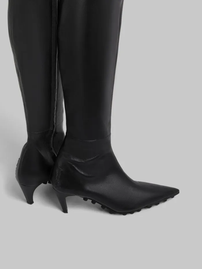 Women Marni Boots Black Nappa KneeHigh Spike Boot