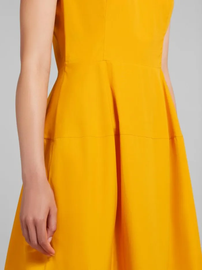Women Marni Dresses Orange Organic Poplin Midi Dress With Mini Pleats
