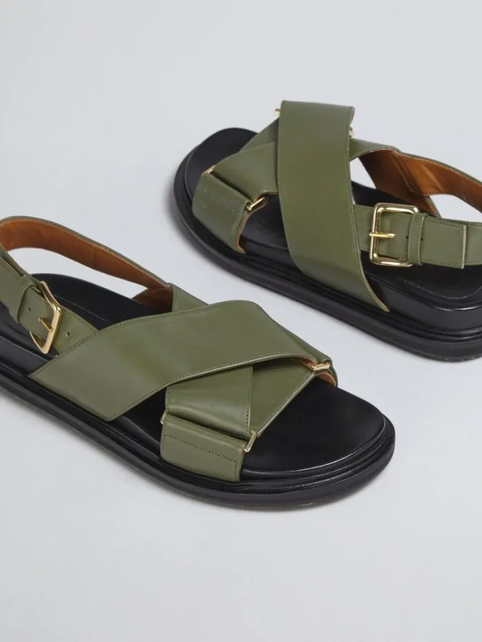 Women Marni Fussbett Green Leather Fussbett
