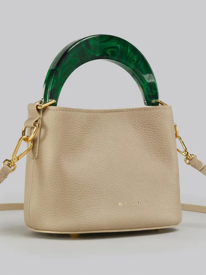 Women Marni Handbags Venice Mini Bucket Bag In Light Brown Leather